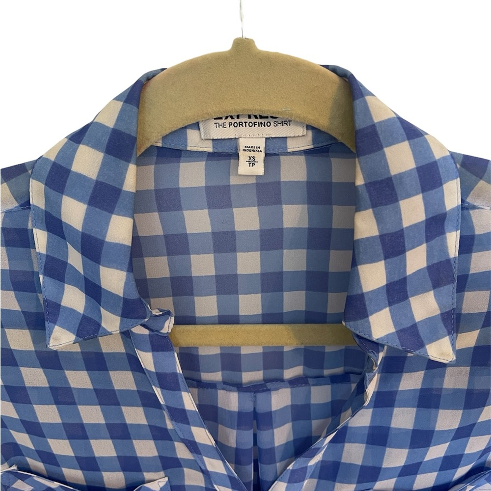 Gingham Sheer Button Up Blouse